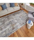 Feizy Cadiz Casual Abstract, Ivory/Gray/Gold, 13' x 20' Area Rug
