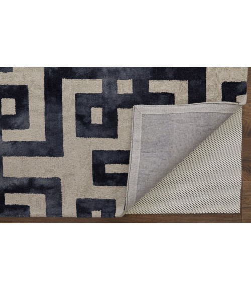 Lorrain Area Rug Feizy Lorrain Mid-Century Modern Geometric, Ivory/Black, 9'-6" x 13'-6" Area Rug