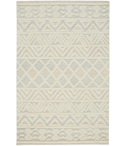 Anica Area Rug Feizy Anica Moroccan Chevorn Wool Tufted Area Rug, Ivory/Chambray Blue, 10ft x 14ft