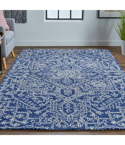 Feizy Belfort Vintage Medallion, Blue/Ivory, 10' x 14' Area Rug