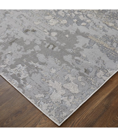 Micah Area Rug Feizy Micah Industrial Abstract, Silver/Gray/White, 13' x 20' Area Rug