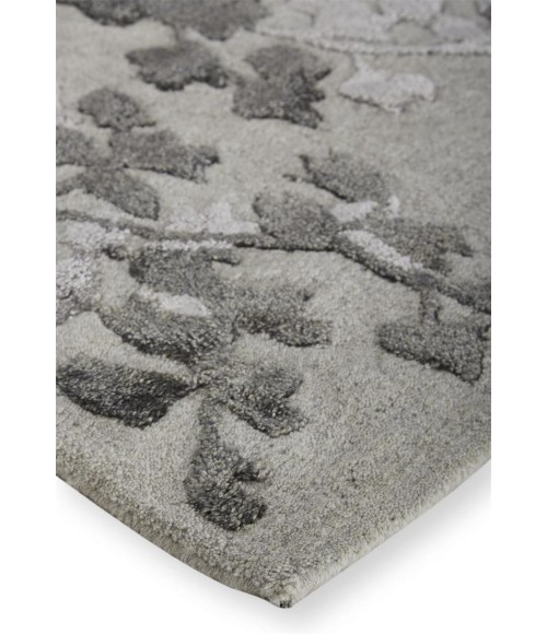 Feizy Bella Casual Floral & Botanical, Gray/Silver/Taupe, 2'-6" x 8' Runner