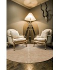 Saphir Area Rug Feizy Saphir Cabin & Lodge Animal Print, Tan/Ivory, 7'-6" x 7'-6" Round Rug