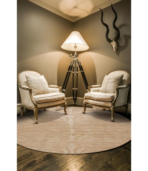 Saphir Area Rug Feizy Saphir Cabin & Lodge Animal Print, Tan/Ivory, 7'-6" x 7'-6" Round Rug