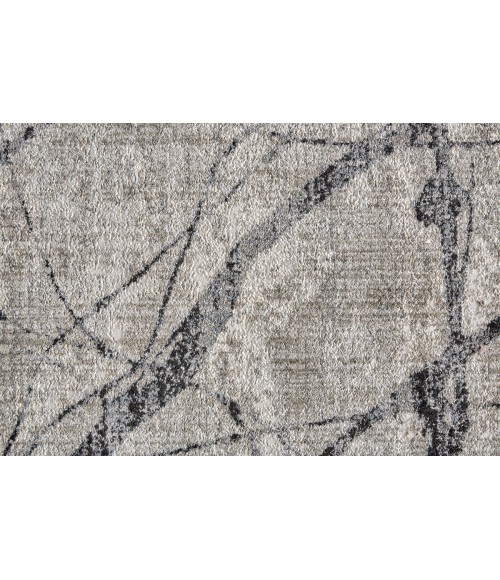 Kano Area Rug Feizy Kano Industrial Abstract, Taupe/Gray/Ivory, 8'-9" x 8'-9" Round Rug