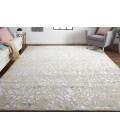 Feizy Bella High/Low Floral Wool Rug, Latte/Silver Gray, 2ft - 6in x 8ft, Runner