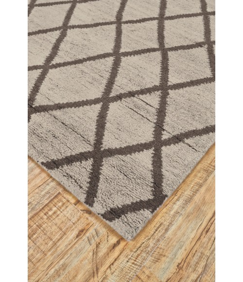 Feizy Barbary Global Diamond, Ivory/Brown, 7'-9" x 9'-9" Area Rug