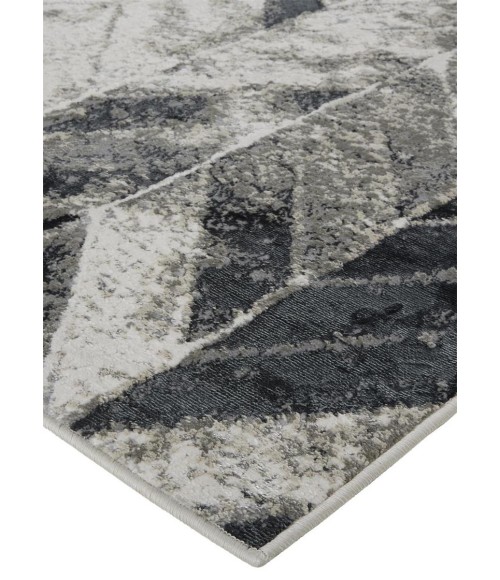 Feizy Micah Industrial Chevron, Black/Gray/Silver, 3'-11" x 6' Accent Rug