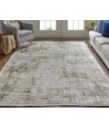 Feizy Cadiz Gradient Watercolor Rug, Olive Gray/Jade Green, 7ft-9in x 11ft Area Rug