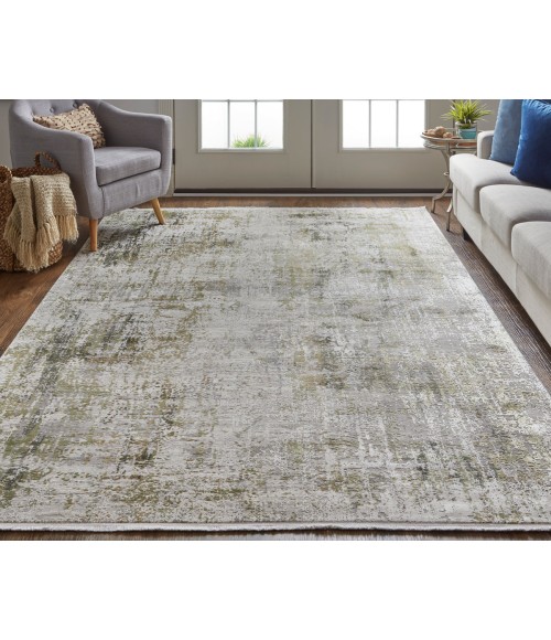 Feizy Cadiz Gradient Watercolor Rug, Olive Gray/Jade Green, 7ft-9in x 11ft Area Rug
