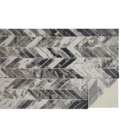 Feizy Micah Industrial Chevron, Black/Gray/Silver, 3'-11" x 6' Accent Rug