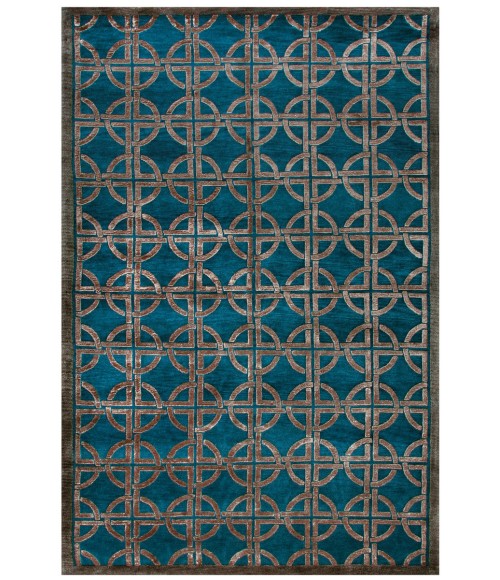 Feizy Dim Sum Global Abstract, Blue/Taupe, 3'-6" x 5'-6" Accent Rug