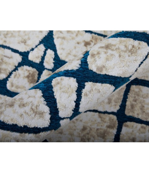 Feizy Saphir Mira TEAL/WHITE Rug 6803504F 7 ft. 6 in. X 7 ft. 6 in. Round - Rugs Town Feizy Saphir Mira TEAL/WHITE 6803504F 7 ft. 6 in. X 7 ft. 6 in. Round Rug