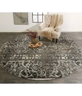 Feizy Kano Casual Distressed, Gray/Ivory/Taupe, 8'-9" x 8'-9" Round Rug