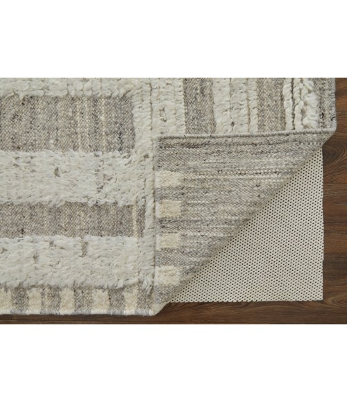 Feizy Ashby Farmhouse Geometric, Gray/Ivory, 9' x 9' Round Rug