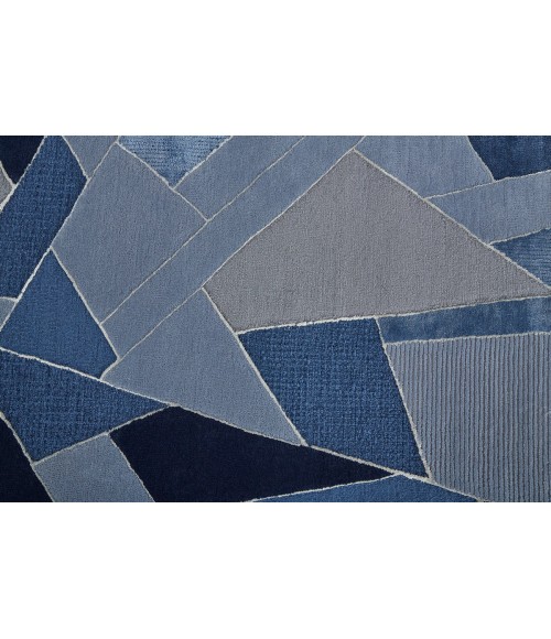 Feizy Nash Farmhouse Geometric, Blue/Silver, 10' x 14' Area Rug
