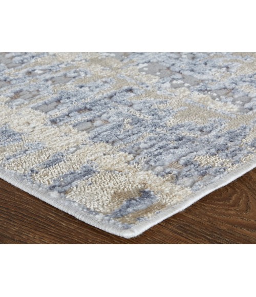 Laina Area Rug Feizy Laina Industrial Gradient & Ombre, Tan/Brown/Blue, 3' x 12' Runner