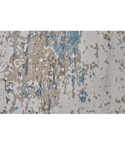 Cadiz Area Rug Feizy Cadiz Industrial Abstract, Ivory/Tan/Blue, 9'-9" x 13'-2" Area Rug