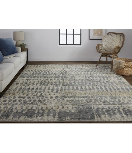 Feizy Palomar Luxe Hand-Knot Accent Rug, Charcoal Gray/Light Beige, 2ft x 3ft