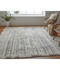 Ashby Area Rug Feizy Ashby Casual Stripes, Ivory/Gray, 9' x 9' Round Rug