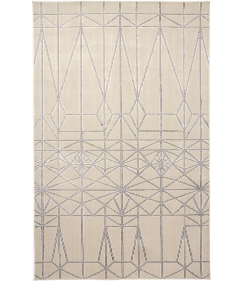 Feizy Micah Mid-Century Modern Geometric, White/Silver/Gray, 8' x 11' Area Rug
