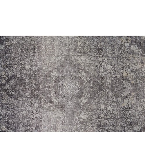 Feizy Sarrant Bohemian & Eclectic Medallion, Gray/Silver/Ivory, 9'-6" x 12'-7" Area Rug