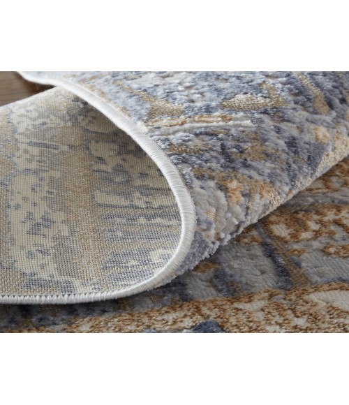 Laina Area Rug Feizy Laina Industrial Gradient & Ombre, Tan/Brown/Blue, 3' x 12' Runner