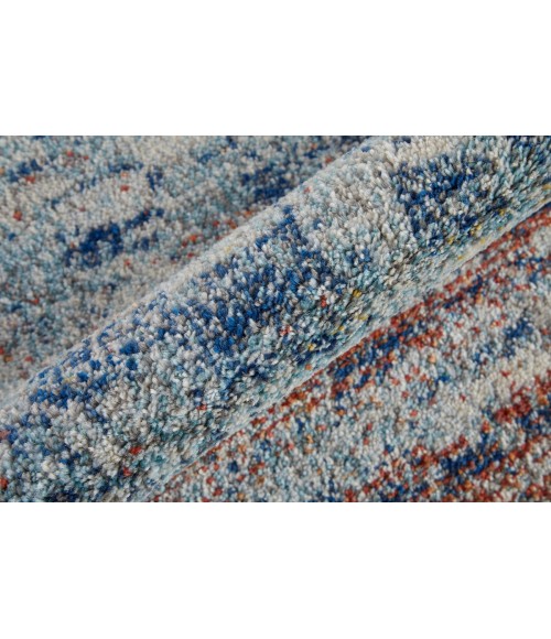 Feizy Edgemont Casual Abstract, Blue/Ivory/Orange, 10' x 14' Area Rug