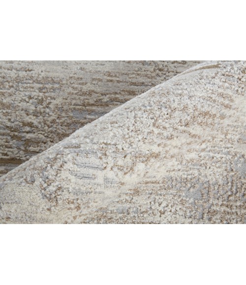 Feizy Vancouver Industrial Abstract, Ivory/Gray/Tan, 2'-10" x 7'-10" Runner
