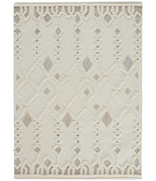 Anica Area Rug Feizy Anica Moroccan Wool Rug w/Ornamental Diamonds, Ivory/Tan, 4ft x 6ft Accent Rug