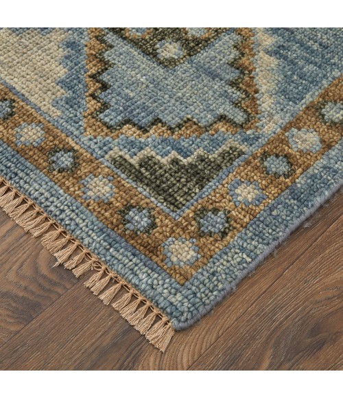 Fillmore Area Rug Feizy Fillmore Vintage Medallion, Blue/Green, 2'-6" x 14' Runner