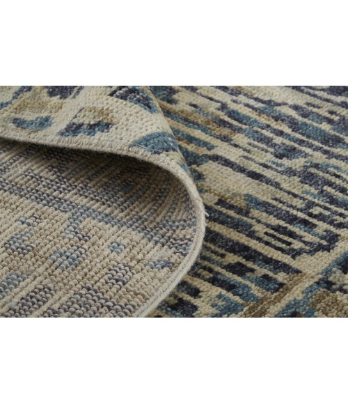 Feizy Palomar Luxe Hand-Knot Abstract Area Rug, Denim Blue/Beige, 5x6in x 8x6in