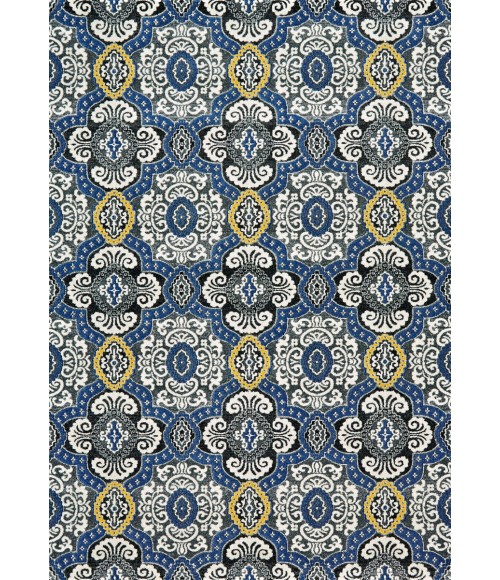 Feizy Brixton Bohemian & Eclectic Damask, Blue/Ivory/Gold, 10' x 13'-2" Area Rug