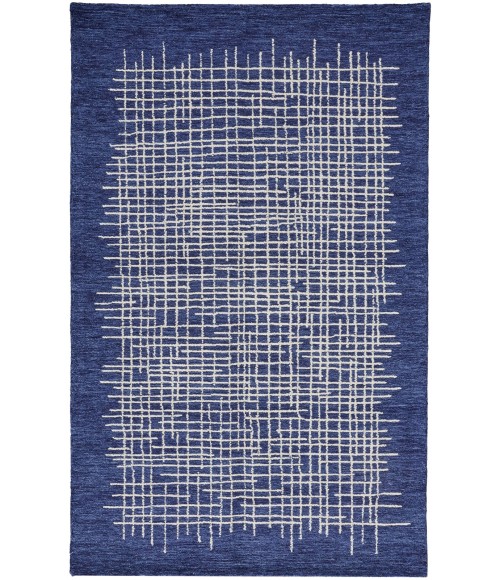 Feizy Maddox Modern Tufted Architectural Area Rug, Navy Blue, 5ft x 8ft