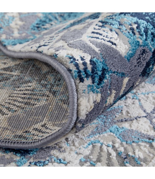 Feizy Indio Bohemian & Eclectic Diamond, Blue/Ivory/Gray, 2'-10" x 7'-10" Runner