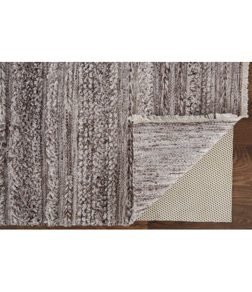 Feizy Alden Contemporary Bohemian Shag Rug, Ivory/Rustic Brown, 10ft x 14ft Area Rug