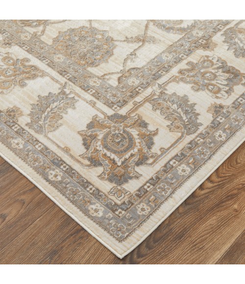 Feizy Celene Classic Bordered, Tan/Ivory/Brown, 3'-9" x 5'-7" Accent Rug