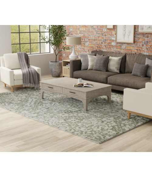 Feizy Belfort Ivory/Green 8698A28F 5 ft. X 8 ft. Rect. Rug