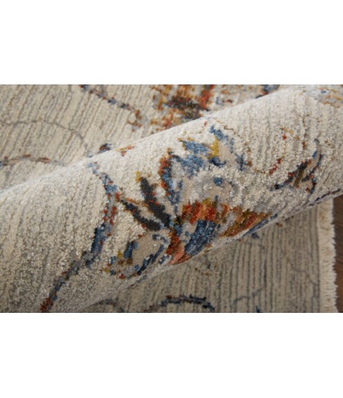 Kaia Area Rug Feizy Kaia Casual Floral & Botanical, Ivory/Orange/Blue, 2'-6" x 10' Runner