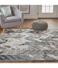 Feizy Micah Industrial Chevron, Black/Gray/Silver, 3'-11" x 6' Accent Rug
