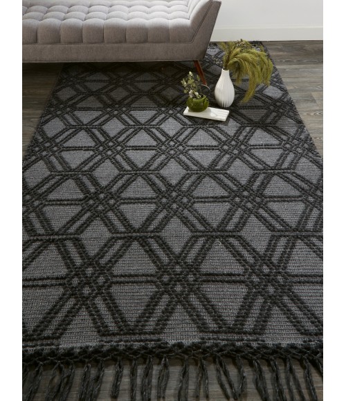 Feizy Phoenix Farmhouse Diamond, Black/Gray, 7'-9" x 9'-9" Area Rug
