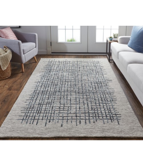 Feizy Maddox Modern Tufted Architectural Rug, Light Taupe/Graphite Gray, 5ft x 8ft