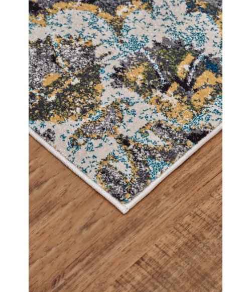 Brixton Area Rug Feizy Brixton Cottage Floral & Botanical, Ivory/Blue/Green, 8' x 8' Round Rug