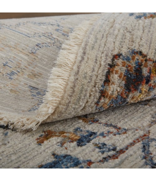 Kaia Area Rug Feizy Kaia Casual Floral & Botanical, Ivory/Orange/Blue, 2'-6" x 10' Runner
