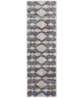 Feizy Mynka Bohemian & Eclectic Diamond, Tan/Ivory/Blue, 2'-6" x 8' Runner