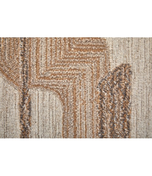 Pollock Area Rug Feizy Pollock Casual Geometric, Ivory/Brown/Tan, 3'-6" x 5'-6" Accent Rug