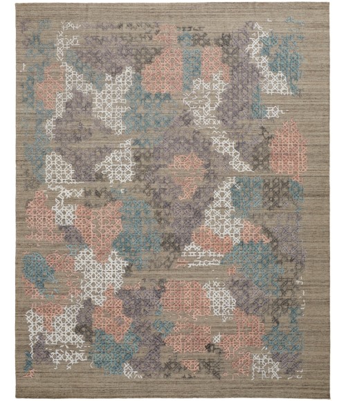 Elias Area Rug Feizy Elias Over Tufted Space Dyed Rug, Coral Pink/Blue/Taupe, 10ft x 14ft, Area Rug