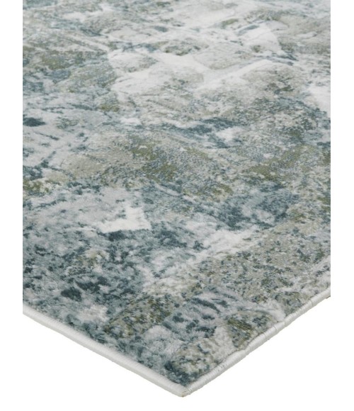 Feizy Atwell Contemporary Distressed Accent Rug, Tiled, Iceberg Green, 3ft x 5ft