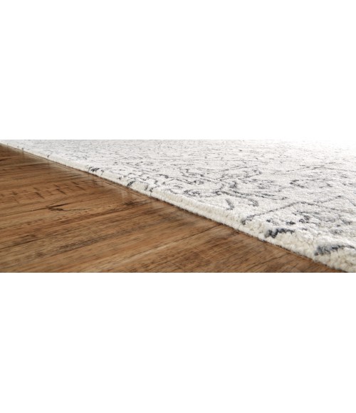 Feizy Belfort Vintage Medallion, White/Gray, 10' x 14' Area Rug