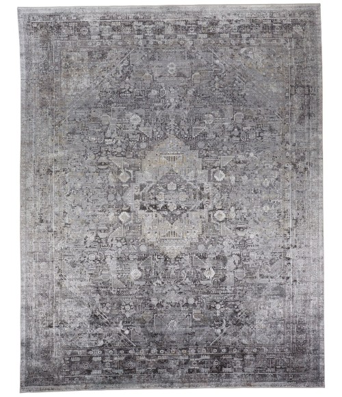 Feizy Sarrant Bohemian & Eclectic Medallion, Gray/Silver/Ivory, 9'-6" x 12'-7" Area Rug